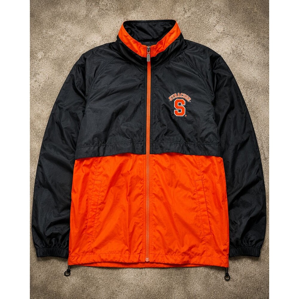Vintage Syracuse Jacket Orange Black Holloway Hooded Windbreaker Full Zip Men XL